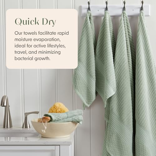 Springtree Home Oversized Bath Towel Set | 2-Pack | 100% Cotton |Eucalyptus