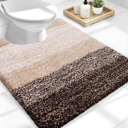 OLANLY Luxury Toilet Rugs U-Shaped 24x20, Soft Absorbent Microfiber Mat