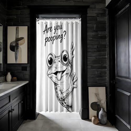 Small Stall Narrow Shower Curtain 36 x 72 Inch Funny Frog Stand Up Cool Hilarious Shower Curtains for Rv Camper Bathroom Decor Sets, Waterproof Cloth Fabric with Hooks