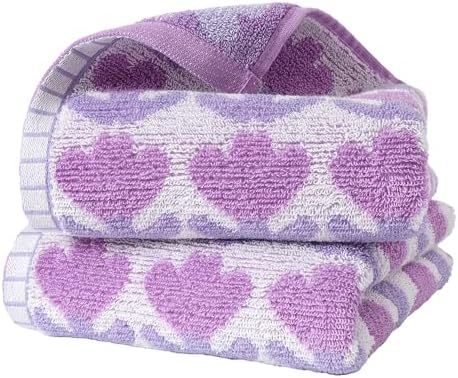 YiLUOMO Purple Tulips Pattern Spring Hand Towel Set of 2 Highly Absorbent Quick Dry 100% Cotton Decorative Hand Towels for Bathroom Hotels Spa 13" X 29"