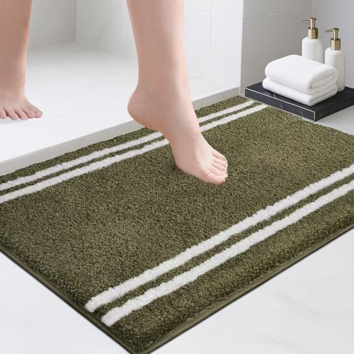 PURRUGS Bathroom Rug, Bath Mat, 20" x 30", Olive Green