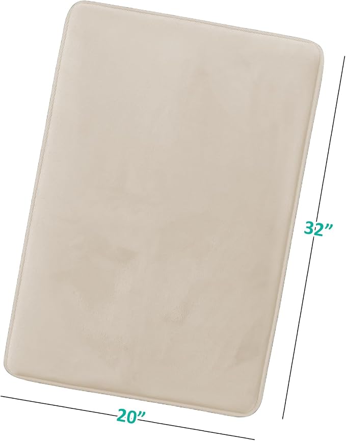 Clara Clark Bathroom Rugs, Velvet Memory Foam Bath Mat, Non-Slip Bath Rugs, Machine Wash, Dries Quickly, Ultra Soft Plush Bath Mats for Bathroom, 20 x 32, Linen