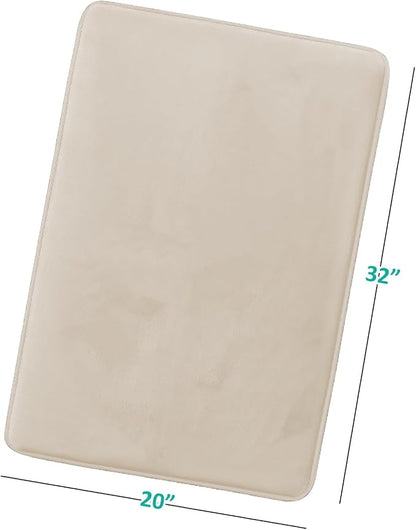 Clara Clark Bathroom Rugs, Velvet Memory Foam Bath Mat, Non-Slip Bath Rugs, Machine Wash, Dries Quickly, Ultra Soft Plush Bath Mats for Bathroom, 20 x 32, Linen