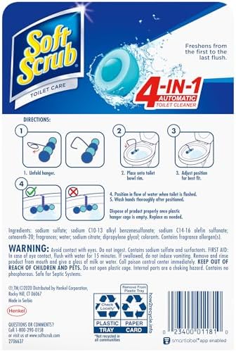 Soft Scrub 4-in-1 Rim Hanger Toilet Bowl Cleaner, Sapphire Waters, 2 Count