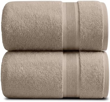 Luxury Bamboo Rayon Oversized Bath Towel Set | 2-Pack | Ultra Soft | Brown