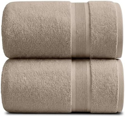 Luxury Bamboo Rayon Oversized Bath Towel Set | 2-Pack | Ultra Soft | Brown
