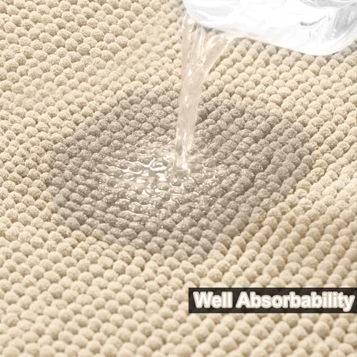 Urvoix Bathroom Rugs Sets 3 Piece, Non-Slip Chenille Bath Mat Set