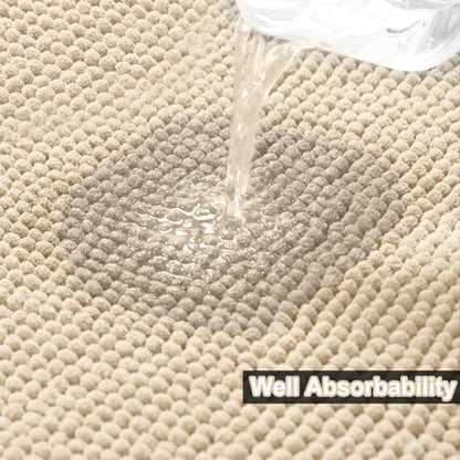 Urvoix Bathroom Rugs Sets 3 Piece, Non-Slip Chenille Bath Mat Set