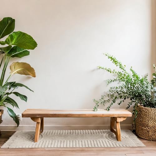 KIBAGA Boho Bathroom Rug with Tassels - Soft Non-Slip Cotton Mat, 2x4.3 ft