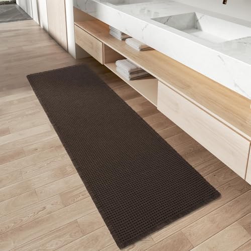 Upgraded Waffle Bath Mat Runner Absorbent Non Slip Bathroom Mat, 2' x 6'
