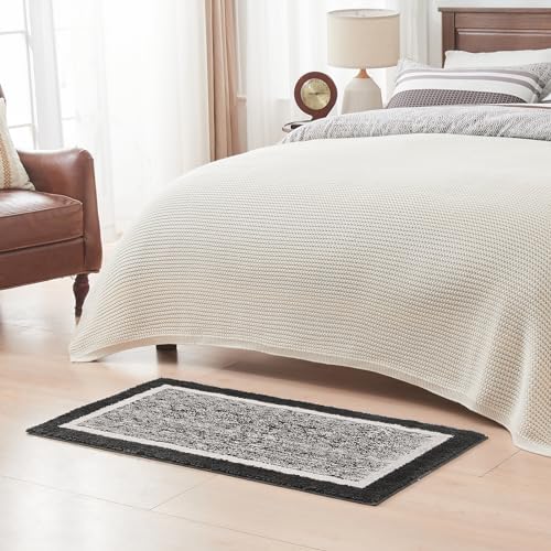 CozeCube Jet Black Bath Mat 36"x24" Non Slip Washable Rug
