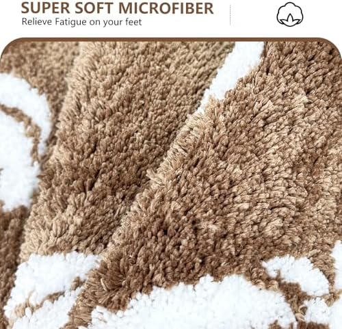 APROPHIC Fall Pumpkin Bath Mats for Bathroom, Thanksgving Super Absorbent Non-Slip Microfiber Shaggy Bath Rugs, Autumn Bathroom Mat for Shower, Tub, Sink, Machine Washable, 20x30 in, Light Brown