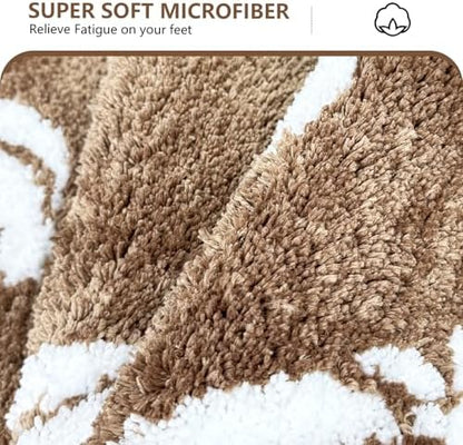 APROPHIC Fall Pumpkin Bath Mats for Bathroom, Thanksgving Super Absorbent Non-Slip Microfiber Shaggy Bath Rugs, Autumn Bathroom Mat for Shower, Tub, Sink, Machine Washable, 20x30 in, Light Brown