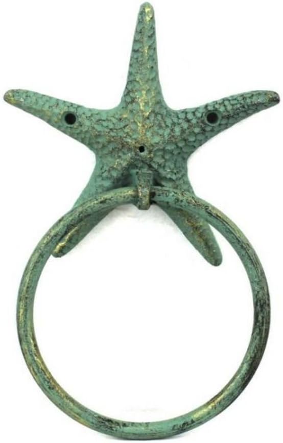 Antique Bronze Cast Iron Starfish Towel Holder 8.5 Inch - Starfish Decoration - Sea Home Decor