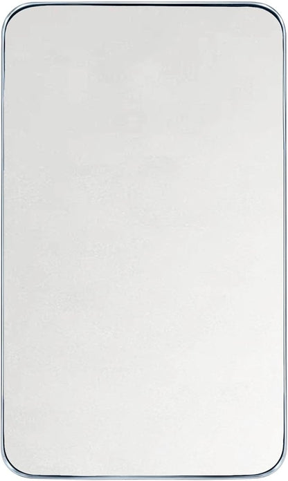 GRACTO 24x40'' Chrome Metal Framed Bathroom Mirror for Wall in Stainless Steel Rounded Rectangular Bathroom Vanity Mirrors Wall Mounted