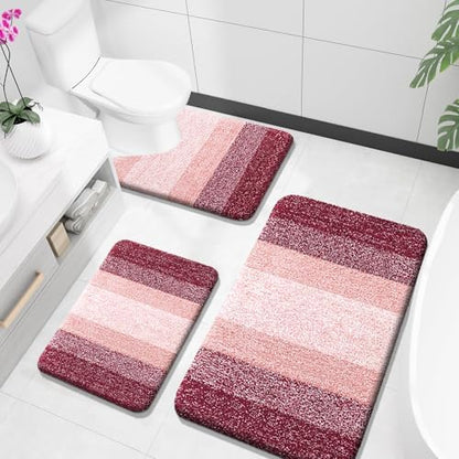 OLANLY Microfiber Bathroom Rugs Sets 3 Piece, 36"x24"+24"x16"+24"x20"