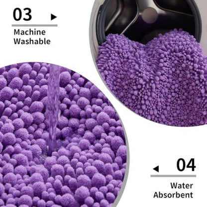 Disolla Purple Bathroom Rug 20x32 Inch - Luxury Chenille Bath Mat, Thick Shaggy Plush Absorbent Rug, Non-Slip Machine Washable Mats for Bathroom Floor & Decor