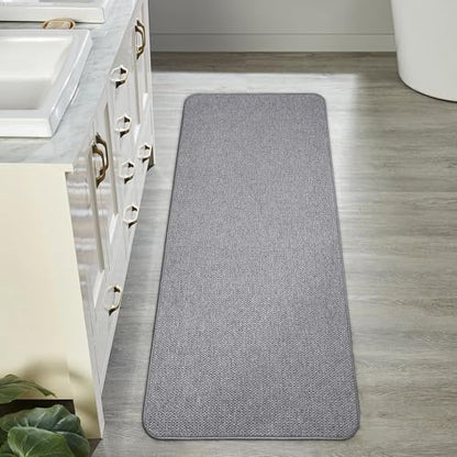 Bosap Bath Mat,Ultra Thin Bathroom Runner Rugs,Large Bath Mats for Bathroom,Quick Dry,Non-Slip,Machine Washable,Low Pile,Bath Rug,Shower Outside,Sink,Home Decor Accessories.Grey,1'9"x3'11"（21x47inch）