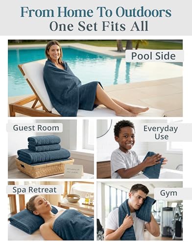 Casa Platino Bathroom Towel Set 24 Piece Soft Absorbent - Steel Blue