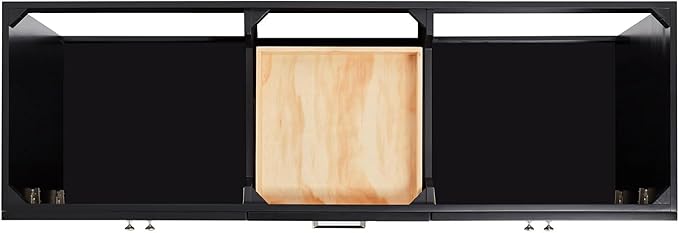 ARIEL Hamlet 66-inch Bathroom Vanity with Sink,Solid Wood, 1.5-inch Pure White Quartz Countertop & Backsplash, Double Rectangular Porcelain Sink, 4 Soft Closing Doors, 3 Dovetail Drawers, Black