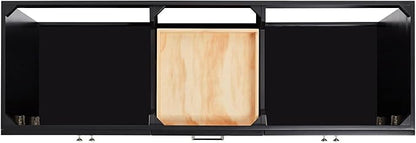 ARIEL Hamlet 66-inch Bathroom Vanity with Sink,Solid Wood, 1.5-inch Pure White Quartz Countertop & Backsplash, Double Rectangular Porcelain Sink, 4 Soft Closing Doors, 3 Dovetail Drawers, Black