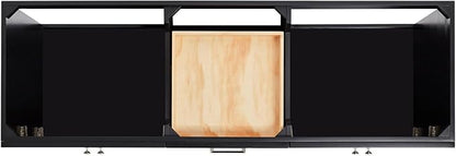 Bradford 66" Black Double Bathroom Vanity, 1.5" Edge Pure White Quartz Countertop, Rectangular Undermount Sinks, Soft Closing Doors & Dovetail Drawers, Brushed Nickel