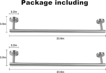 4sets Towel bar Set Includes 4 Packs 24 inch Towel bar, Organize Your Bathroom Towel and More Bathroom Accessories-Brushed Silver