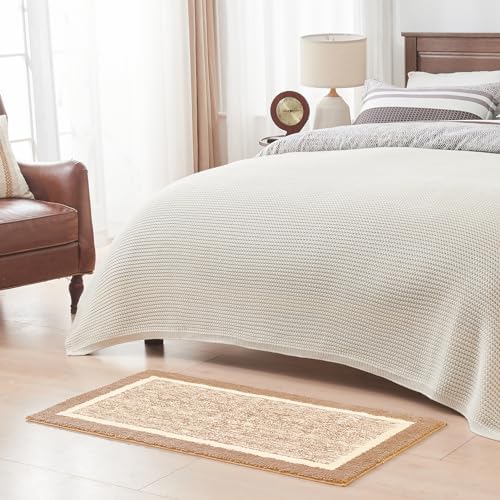 CozeCube Beige Bath Mat 36"x24" Non Slip Washable Rug
