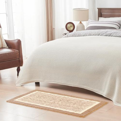 CozeCube Beige Bath Runner 59"x24" Non Slip Washable Rug