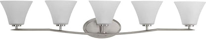 Progress Lighting P2016-09 Bravo 5-Lt. Bath and Vanity Fixture with Etched glass shades,Brushed Nickel