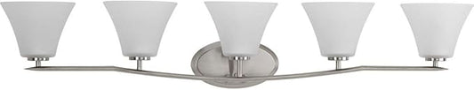 Progress Lighting P2016-09 Bravo 5-Lt. Bath and Vanity Fixture with Etched glass shades,Brushed Nickel