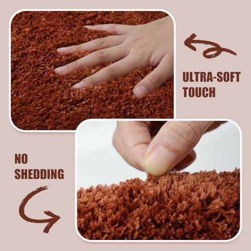 TRUEDAYS Terracotta Scalloped Bath Mat - Soft Microfiber Bathroom Rug, Non-Slip Cute Mat for Tub & Shower, Aesthetic Decor for Modern Bathrooms,32x20 Inches