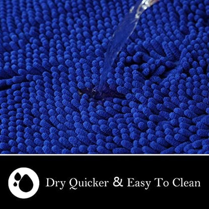 Bathroom Rugs Chenille Bath mat 2 Piece Set, Super Absorbent, PVC Non Slip Backing, Bath mats for Bathroom, Plush Shaggy, Thick, Machine Washable, Bathtub, Shower, Toilet.(Royal Blue)