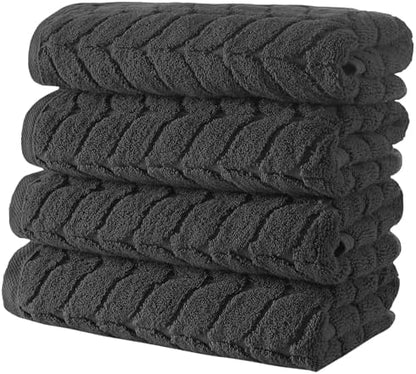 BAGNO MILANO Turkish Cotton Bath Towels, Hand Towels - Soft Plush Jacquard Collection Luxury Towels Set (Charcoal, Towel Set of 3)