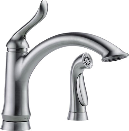 Delta Faucet Linden Single-Handle Kitchen Faucet with Side Sprayer, Brushed Nickel Kitchen Sink Faucet, Kitchen Faucet with Sprayer, Arctic Stainless 4453-AR-DST