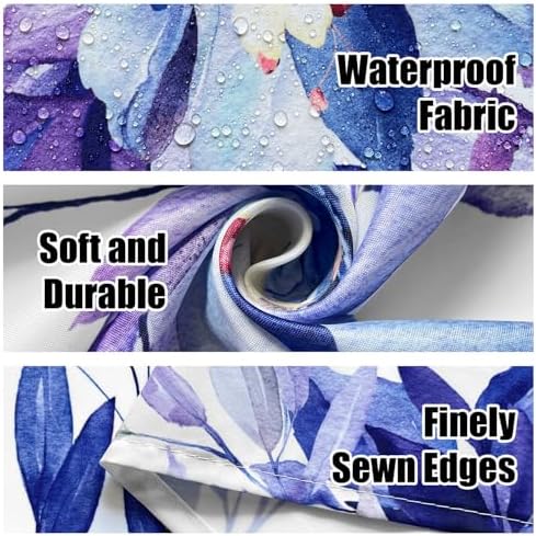 Eucalyptus Shower Curtain, Abstract Aesthetic Art Watercolor Plant Leaves with Floral Bathroom Decor, Waterproof Fabric Cloth Bath Curtain Set with Hooks (Purple, 72x72 Inches)