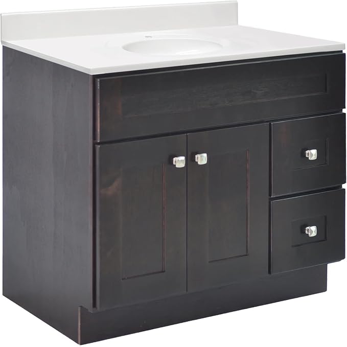 Design House Brookings Bathroom Vanity, 36", Espresso | Adjustable Hinges, Freestanding, Contemporary/Modern, Wood, Bath, 586990