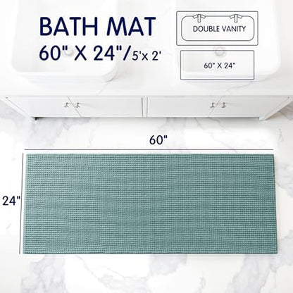 SUBRTEX Bathroom Rugs, 24" x 60" Chenille Bath Rug Soft Short Plush Bath Mat Soft Shower Mat Water Absorbent Shower Mat Quick Dry Machine Washable, Light Green