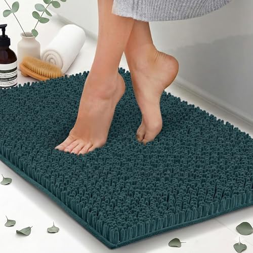 Chenille Bath Mats 34"x21", Plush Absorbent Bath Mats Quick Dry, Soft & Machine Washable, Non Slip Carpet for Bathroom, Thick Bathroom Rugs, Shower Restroom Rug Mat, Alfombras De Bano, Bathrugs