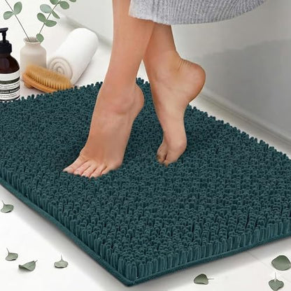 Chenille Bath Mats 34"x21", Plush Absorbent Bath Mats Quick Dry, Soft & Machine Washable, Non Slip Carpet for Bathroom, Thick Bathroom Rugs, Shower Restroom Rug Mat, Alfombras De Bano, Bathrugs