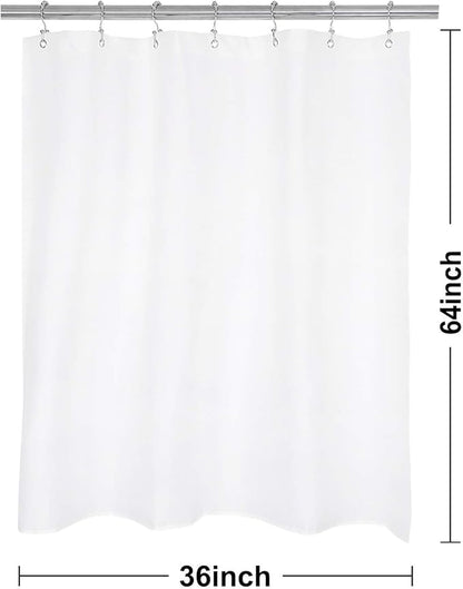 N&Y HOME RV Shower Curtain or Liner 36 x 64 inches with Magnets, Washable Fabric, Water Repellent, White Bathroom Curtains with Grommets, 36x64