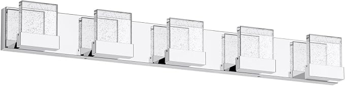 Bubble Bathroom Light Fixtures, 5 Light Chrome Vanity Lights, LED Bathroom Vanity Light Over Mirror, Modern Crystal Vanity Lights for Bathroom 6000K