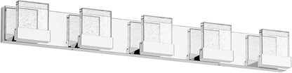 Bubble Bathroom Light Fixtures, 5 Light Chrome Vanity Lights, LED Bathroom Vanity Light Over Mirror, Modern Crystal Vanity Lights for Bathroom 6000K