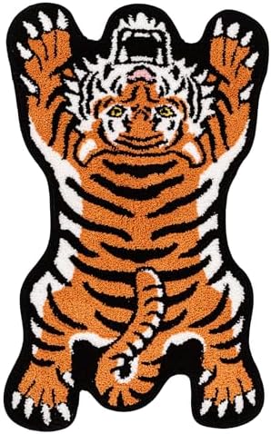 Cute Tibetan Tiger Bath Mat Non-Slip Absorbent Shower Rug 24x39in