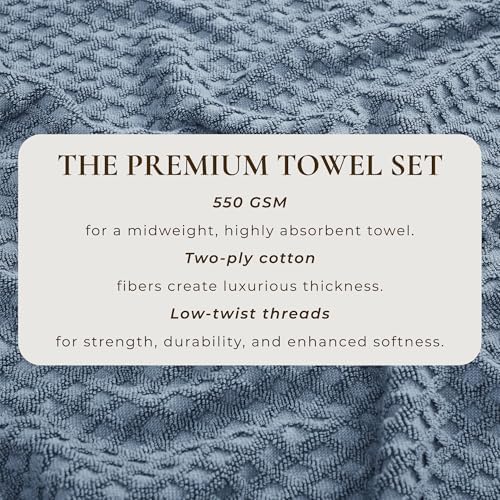 Great Bay Home Blue Washcloths - 100% Cotton 6 Pack 13x13 Washcloth Set - Absorbent, Durable, Quick-Dry Face Towels for Bathroom (Chambray Blue)