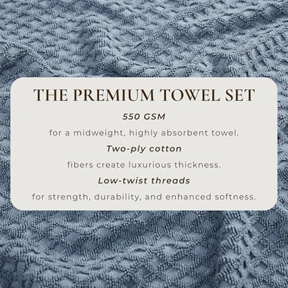 Great Bay Home Blue Washcloths - 100% Cotton 6 Pack 13x13 Washcloth Set - Absorbent, Durable, Quick-Dry Face Towels for Bathroom (Chambray Blue)