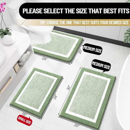 OLANLY Bathroom Rugs 36x24, Soft Absorbent Microfiber Bath Rugs, Sage Green