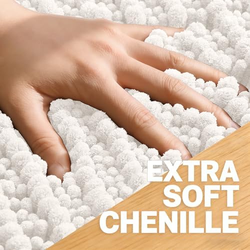 OLANLY Large Bathroom Rugs 44x32, Thick Soft Absorbent Chenille Bath Rugs