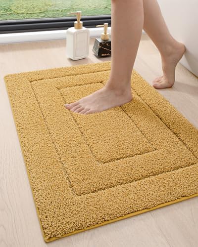 DEXI Bathroom Rugs 32x20, Non-Slip and Absorbent Bath Mat, Yellow