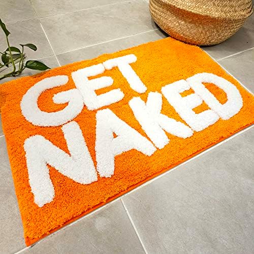 Get Naked Bath Mat Orange - Cute Bathroom Rugs Decor, Shower Mat, 31" x 20"